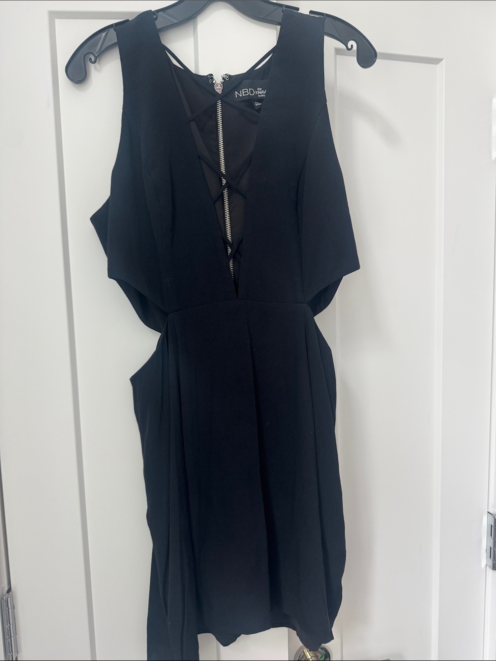 NBD Black Lace-Up Cutout Mini Dress